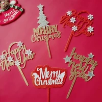 creativity acrylic happy new year cake topper merry christmas decorations for home x mas cake decorating tools supplies