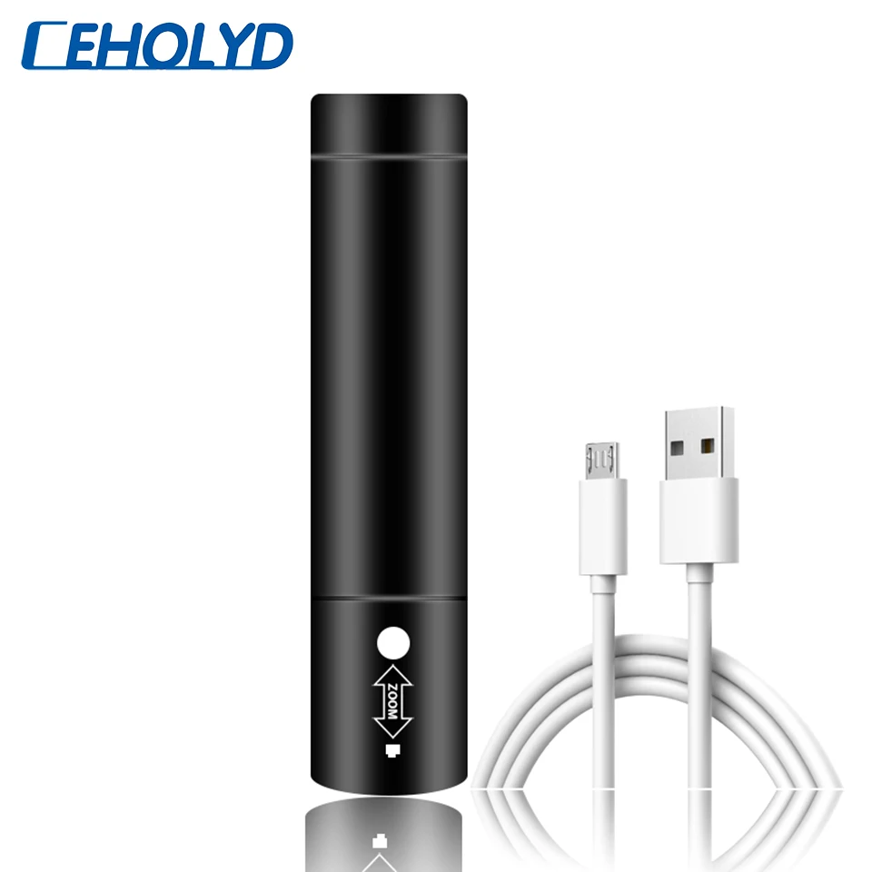 

Super bright 1462 Q5 LED flashlight USB rechargeable built-in 800mAh waterproof camping lamp zoom flashlight for riding