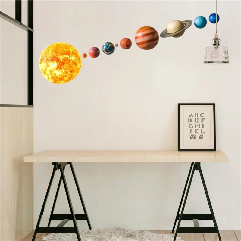 Cartoon planet Wall Sticker kids rooms study bedroom decorations wallpaper Mural home Art Decals nursery stickers | Дом и сад