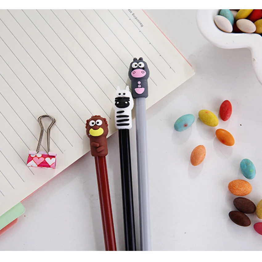 

30pcs/lot Animals Gel Pen 0.5mm Black Ink Pen Cute Creative Animal Signature Pen Student School Supplies Free Shipping