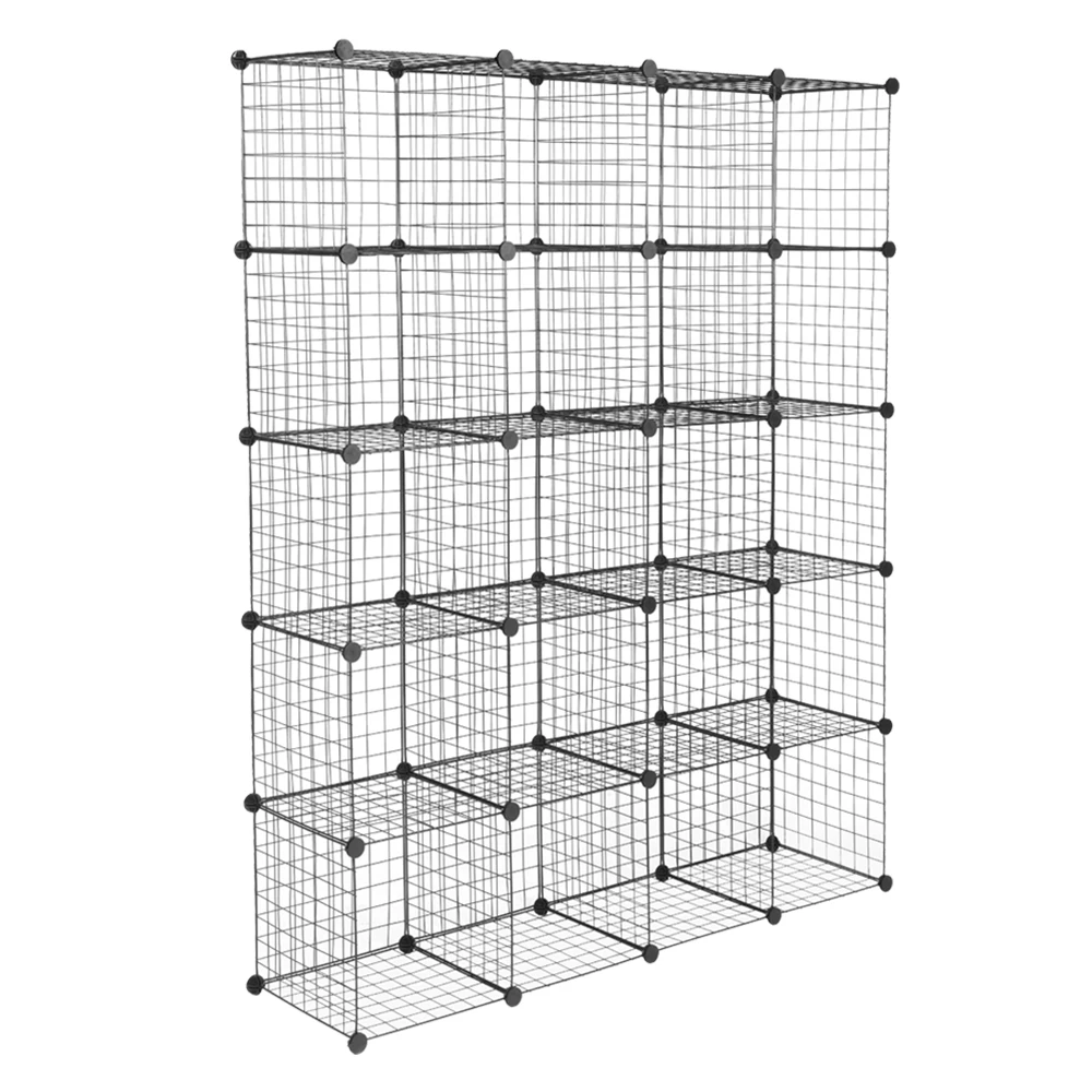 20-Cube Metal Grid Storage Bookshelf Organizer-DIY Shelves-Closet Wire Book Shelf Bookcase Shelving for Bedroom Office |