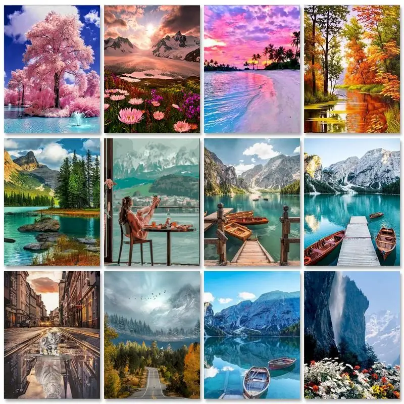 Набор масляных красок по номерам 60x75 см | Дом и сад