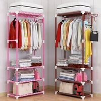 simple coat rack floor hanger bedroom shelf room clothes storage cabinet modern double pole type living furniture