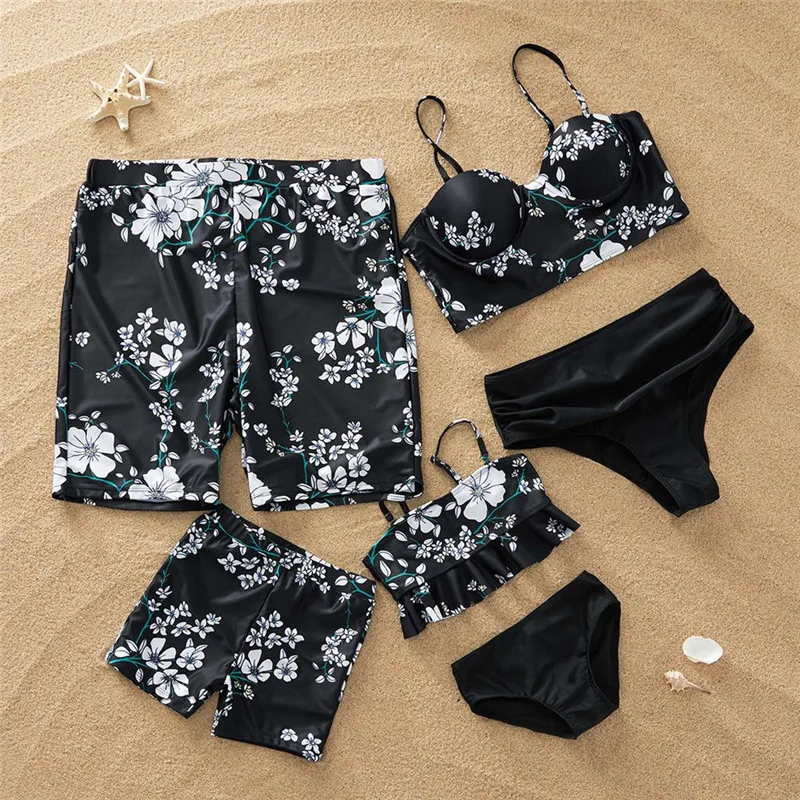 Пляжный Купальник одинаковые комплекты для семьи одежда мамы и дочки купальный