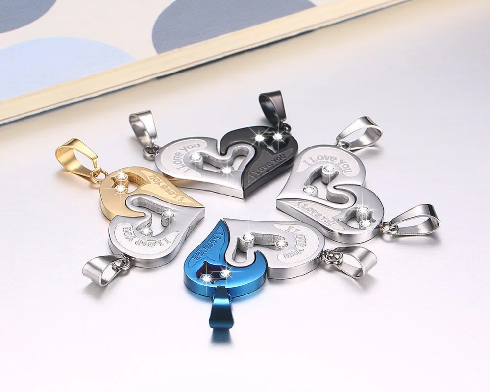 Мужские Нержавеющая сталь цепи черное сердце любовь Ожерелья для мужчин Пары