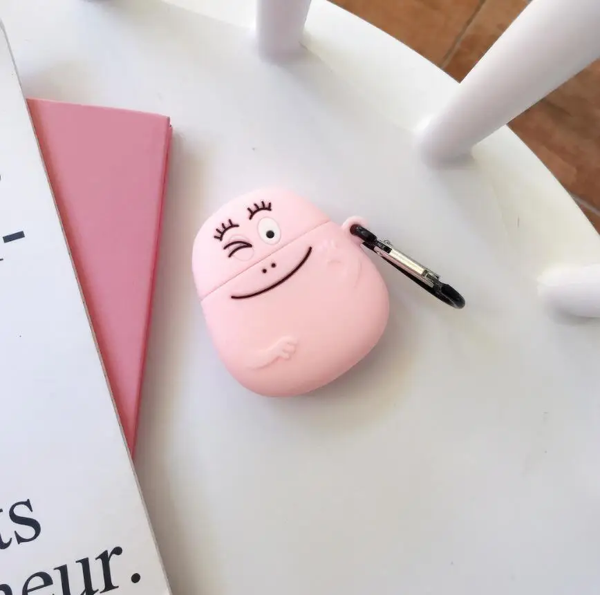 Милый 3D мультфильм Barbouille Barbapapa Мягкий силиконовый чехол для Apple new Airpods 1/2 противоударный беспроводной Bluetooth наушники чехол - Цвет: Розовый