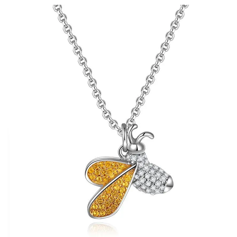 

【MeiBaPJ】Fashion Luxury Brand S925 Pure Silver Micro Inlay High-end Bee Necklace Pendant Fine Jewelry for Women