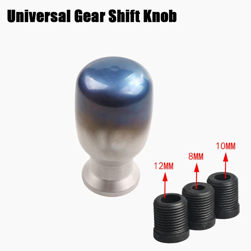 

Universal Aluminum Car Modified Semi-roasted Blue Manual Gear Shift Knob With Adapter