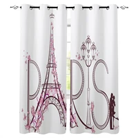 france paris eiffel tower pink white home decoration living room curtains window treatments kids curtain for kitchen bedroom