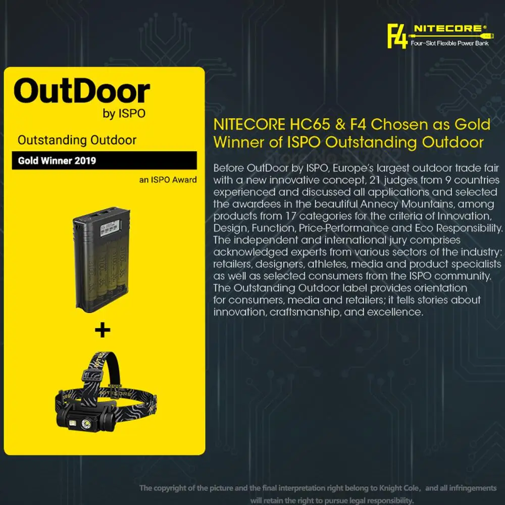 100% оригинальное гибкое зарядное устройство NITECORE F4 с четырьмя слотами