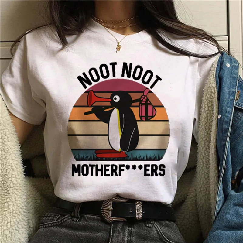 Новинка Harajuku женская футболка с рисунком пингвина топы короткими рукавами и