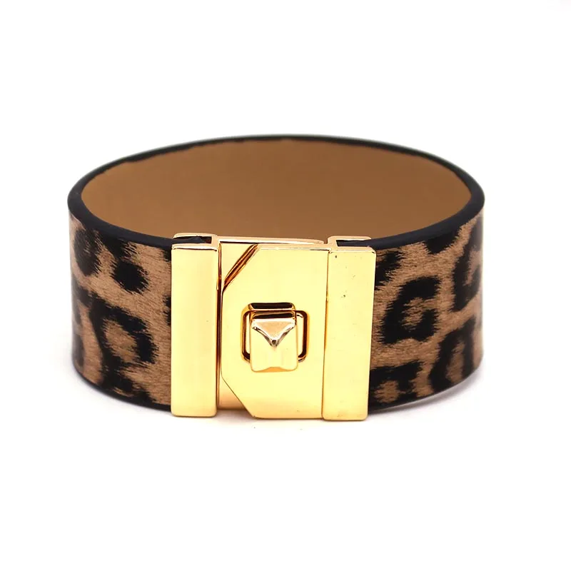 Женский кожаный браслет змеиный Леопардовый принт Европейский преувеличенный