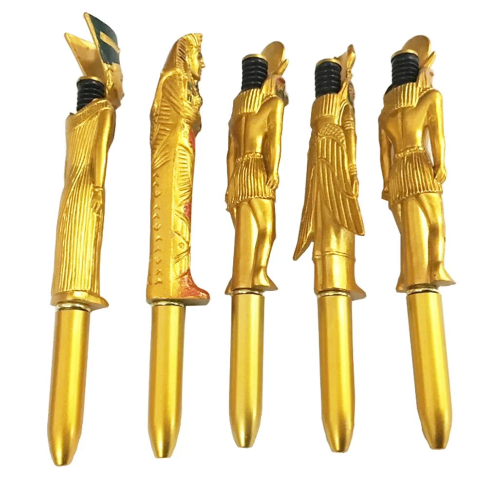 

5pcs Creative Ball-Point Pen Egyptian Character Pharaoh Shaped Craft Ball-Point Pen Promotional Activity Gift for Home Store Sch