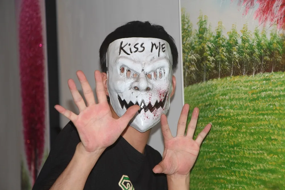 The Purge 3 Kiss Me предвыборная пластиковая страшная маска реквизит Необычные Ужасы Хэллоуин