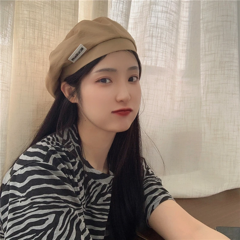 Берет Foux летние женские шапки с тонкими буквенными нашивками Регулируемая