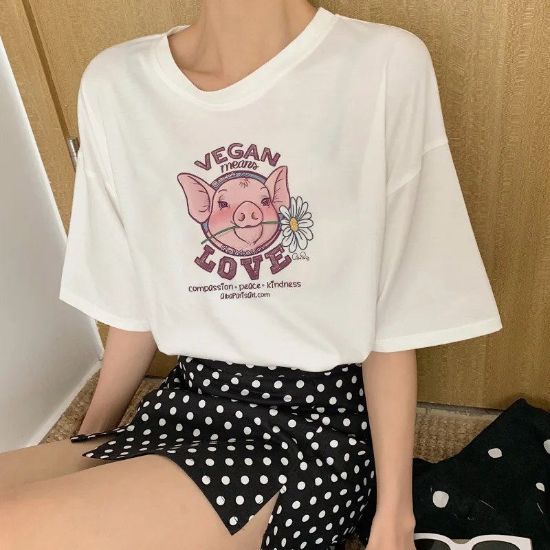 Эффектная женская футболка с надписью «Vegan Love», «Save The Bees», короткий рукав, Ulzzang, винтажная уличная одежда в стиле Харадзюку, графические футболки, топы больших размеров