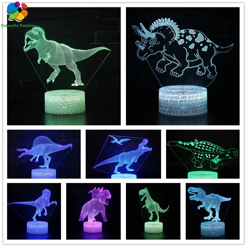 Динозавр дистанционного управления 3D свет светодиодный трещины база Иллюзия
