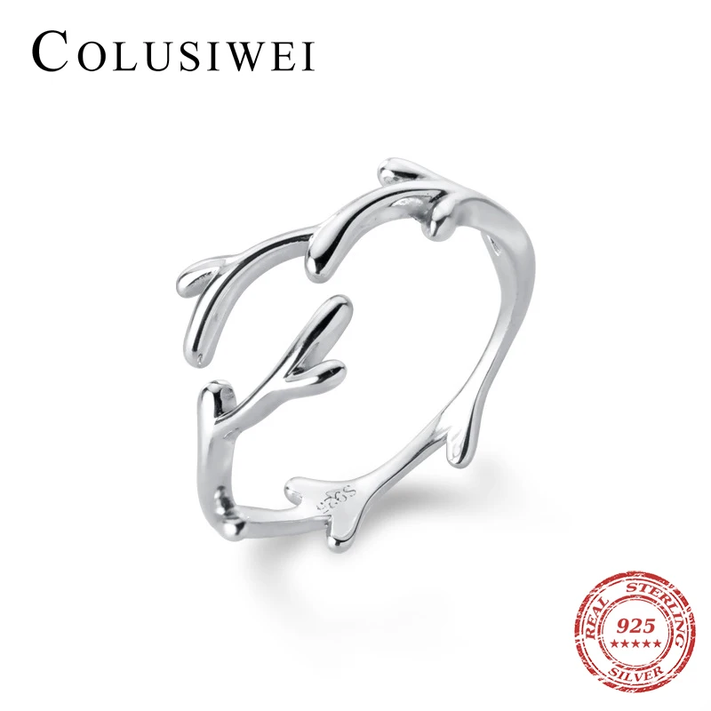 Кольцо Colusiwei с листьями дерева регулируемое для женщин минимализм Аутентичное