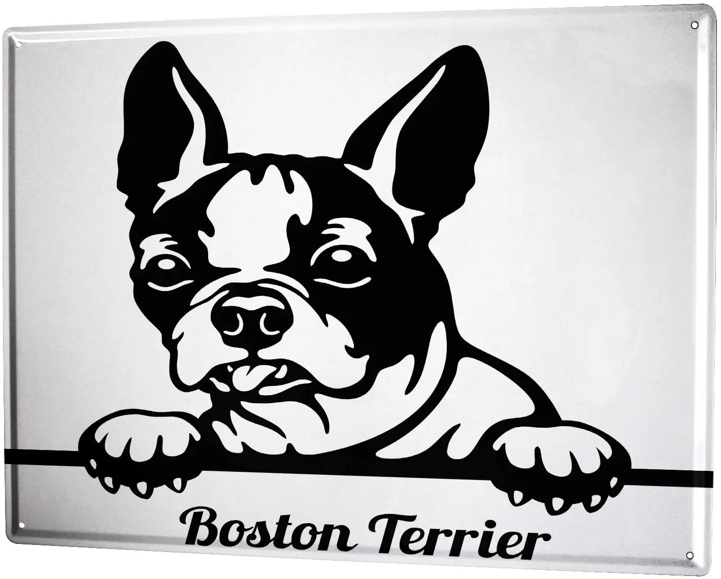 

С 2004 года, жестяной знак, укрытие для животных Boston Terrier, рисунок