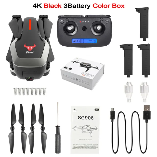 SG906 Профессиональные с GPS 5G WiFi FPV складной Дрон с камерой 4K Регулируемый Широкоугольный бесщеточный RC Квадрокоптер вертолет игрушки - Цвет: 4K 3B BOX Black