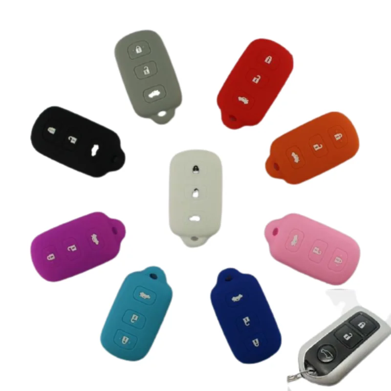 

Silicone Rubber Car Key Cover Case for Toyota Camry COROLLA Vios REIZ Highlander CROWN PRADO YARIS Car Key 3 Buttons