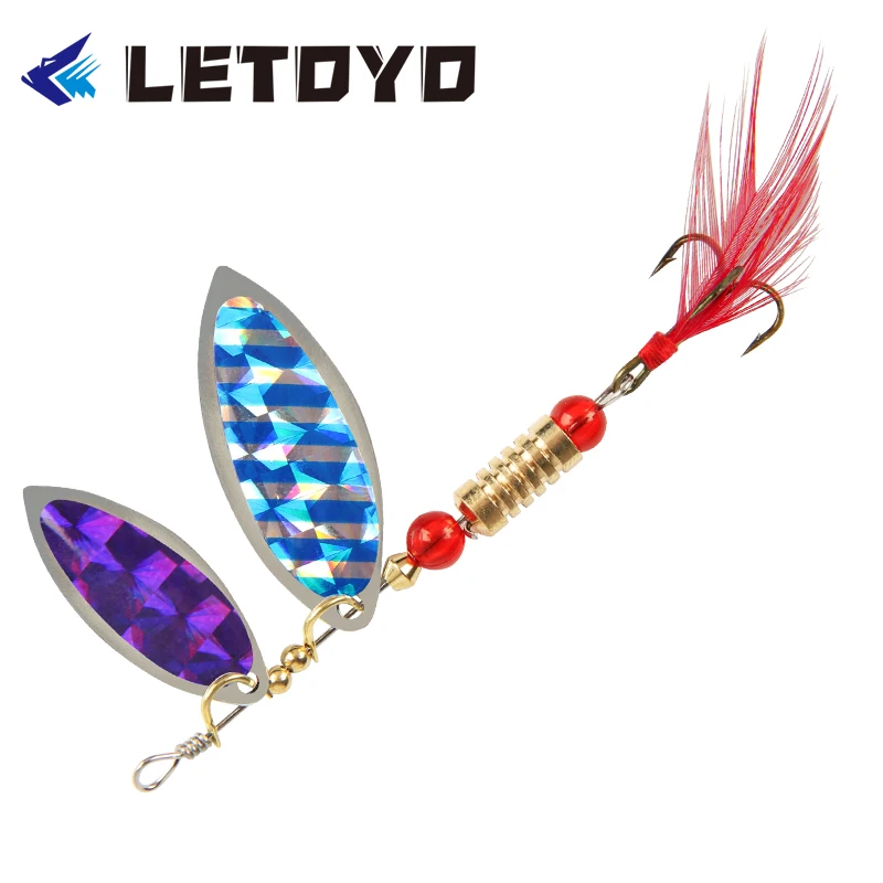

LETOYO 7g Rotating Sequin Fishing Bait Metal Spinner Lures Artificial Hard With Spoon Feather Treble Hook Bass Pike