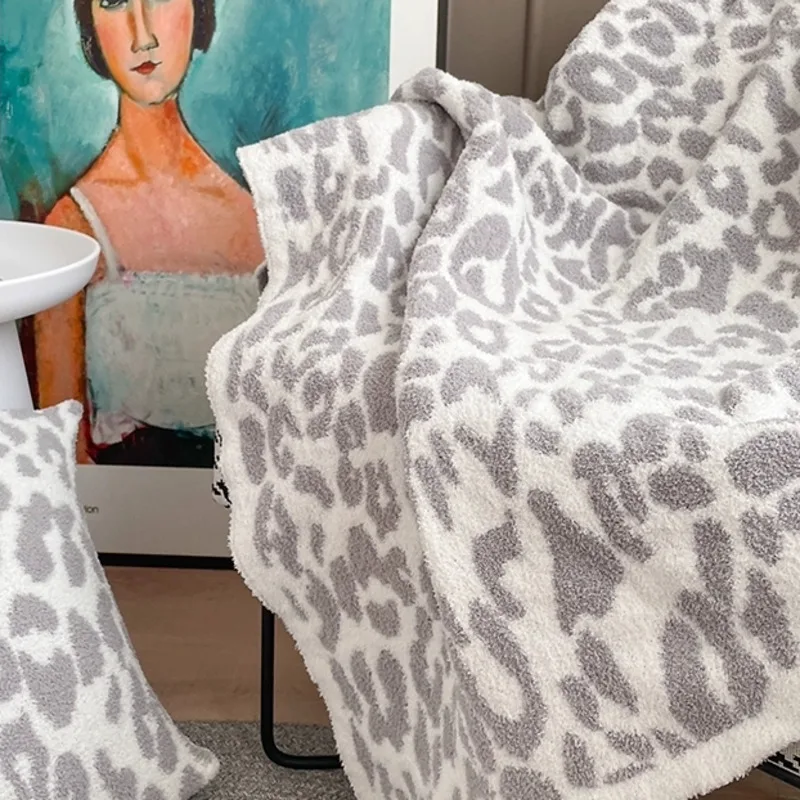 Manta de punto delicada con estampado de leopardo para adulto, manta c&aacute;lida y esponjosa, supersuave, c&oacute;moda, port&aacute;til, ligera, para sof&aacute;, Invierno-3