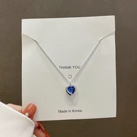2021 korean new exquisite blue crystal necklace fashion temperament love pendant necklace female jewelry gift