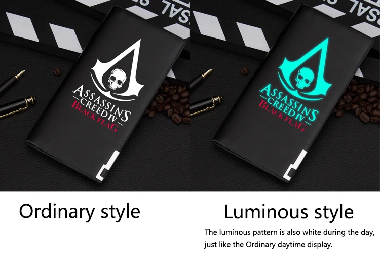 Новое поступление, кошелек для игры Assassins, черная светящаяся Сумочка унисекс, подарок для подростков, Модный стильный мужской кошелек из искусственной кожи