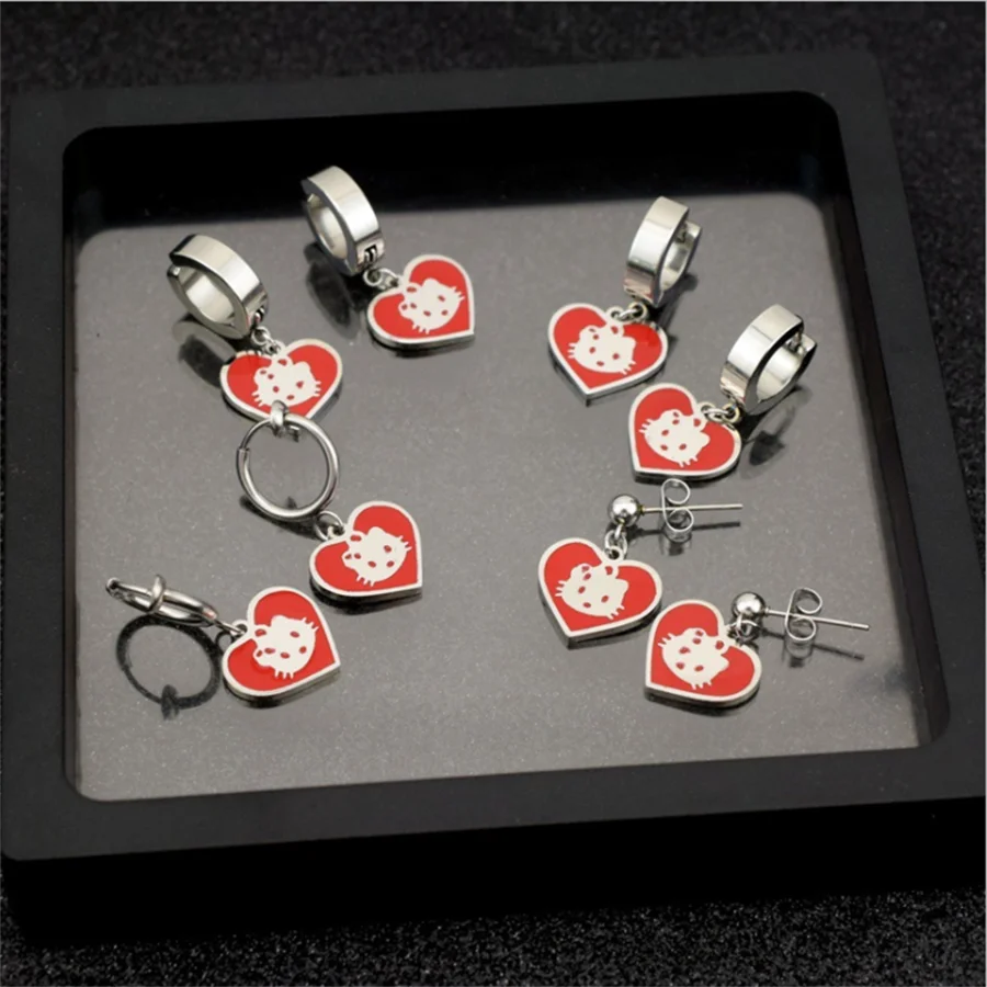 

2021 New Cute Cat Stainless Steel Jewelry Female Non-Allergic Earrings No Pierced Ear Decoration Bridesmaid Gift