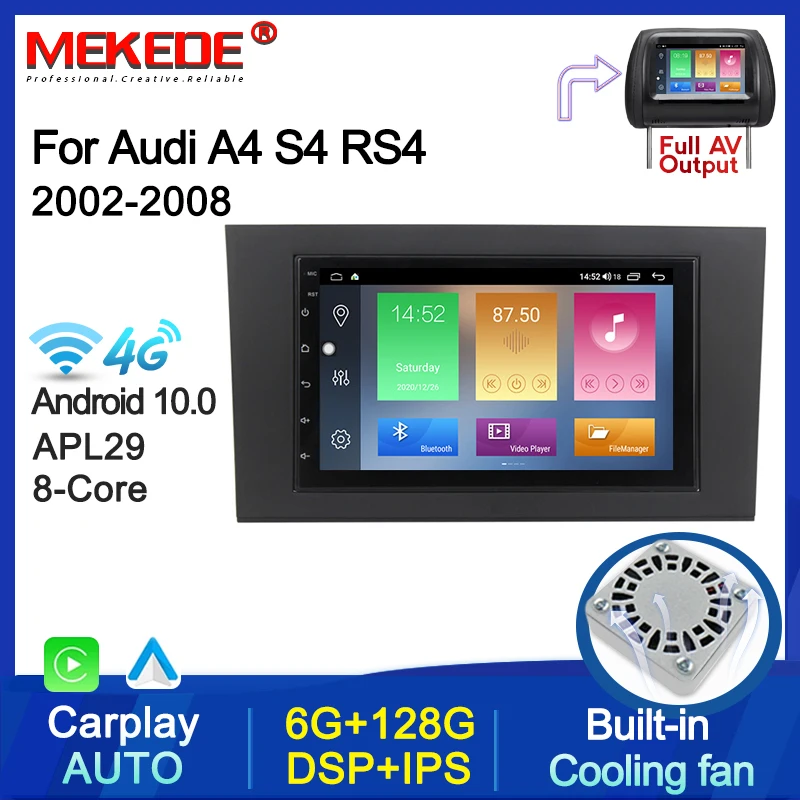 Автомагнитола 2 Din Android 10 мультимедийный видеоплеер для Audi A4 B8 B7 B6 S4 RS4 SEAT Exeo 2002 2008