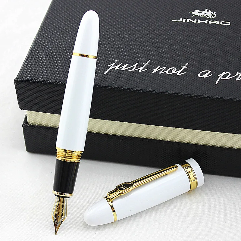 JINHAO 159 Европейский металлическая авторучка иридий средней чернильная ручка NIB, благородный белый Цвет для офиса Бизнес подарок расходные материалы
