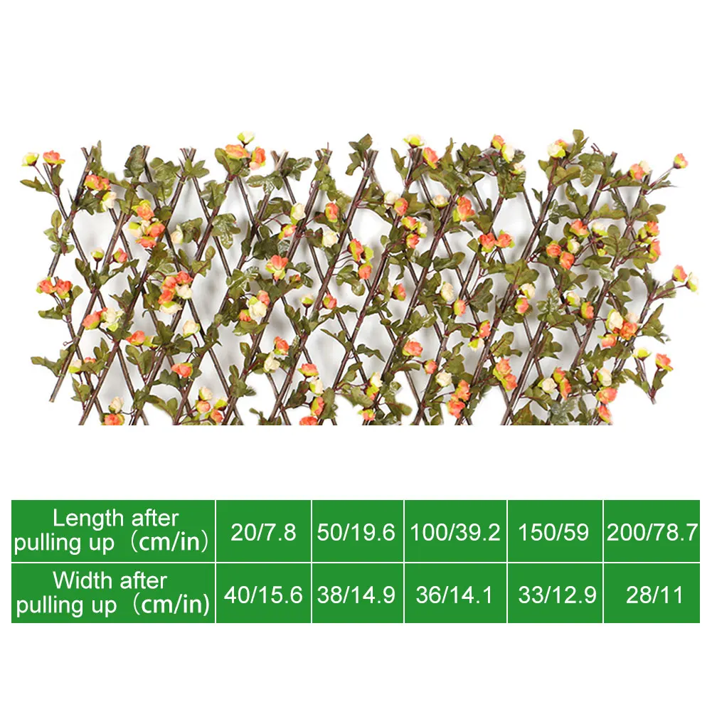 

Retractable Trellis Fence Artificial Leaf Expanding Garden Fence Trellis Decoration Balcony Garden Fence Panel Backyard Decor