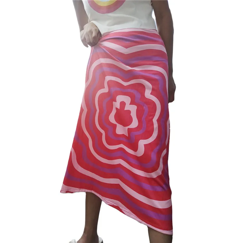 

Женское прямое платье миди в полоску, с разрезом сбоку и завышенной талией