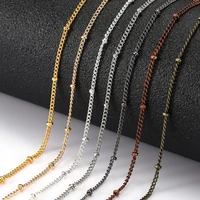 5m 1 45mm chain width necklace chains flat oval link chains with beads station ball chains for diy jewelry making accessories
