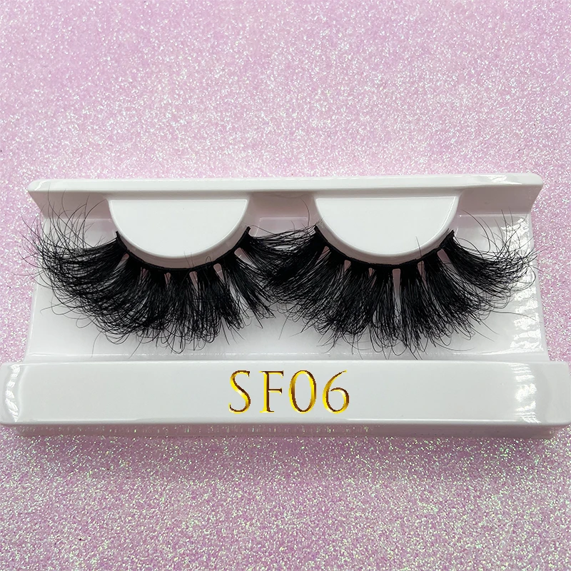

Mikiwi SF06 New 25mm Messy Mink Lashes Long Thick Soft False Eyelash Natural Wholesale Mink Eyelash Dramatic Strip lash In bulk