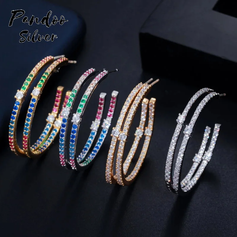 

Loop Earring Big Circle Round Hoop Earrings Statement Earring Jewelry Cubic Zirconia Multicolor For Female Trendy Jewelry