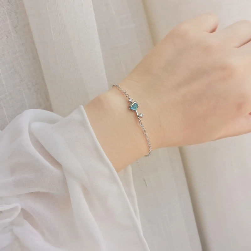 Wholesale Silver Color Blue Planet Key Shape Pendant Bracelet Zircon Star For Women Girl Birthday Gift | Украшения и аксессуары