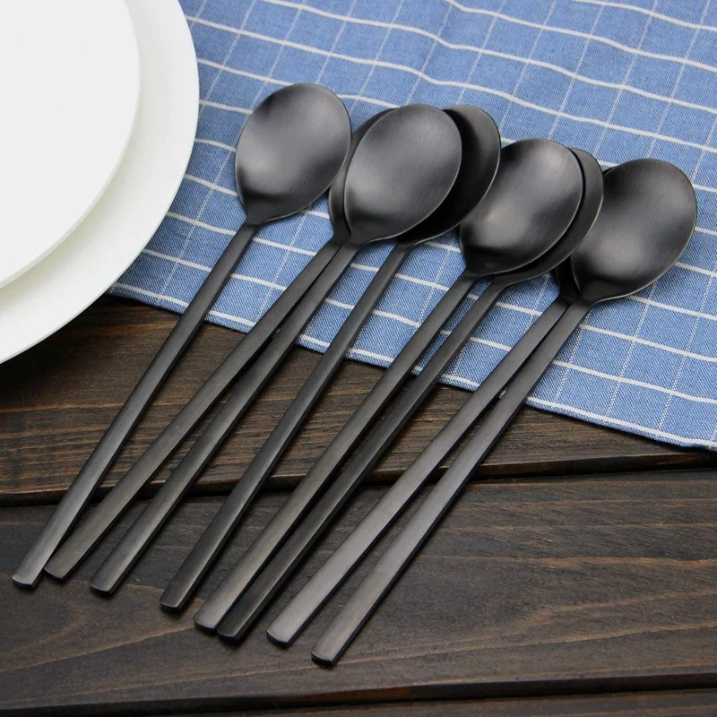 8 шт. ложки из нержавеющей стали для супа азиатские с длинной ручкой риса столовые