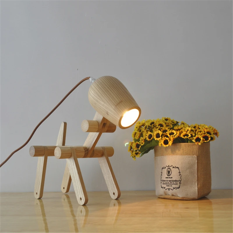 Простая настольная лампа для собаки спальни деревянные складные настольные