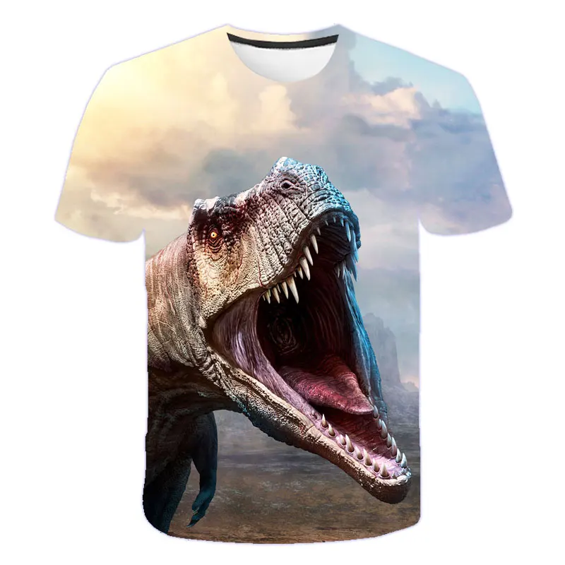 

Детская футболка с 3D принтом, модель 2021 года, футболки для мальчиков и девочек с изображением головы динозавра в стиле «Мир Юрского периода»...