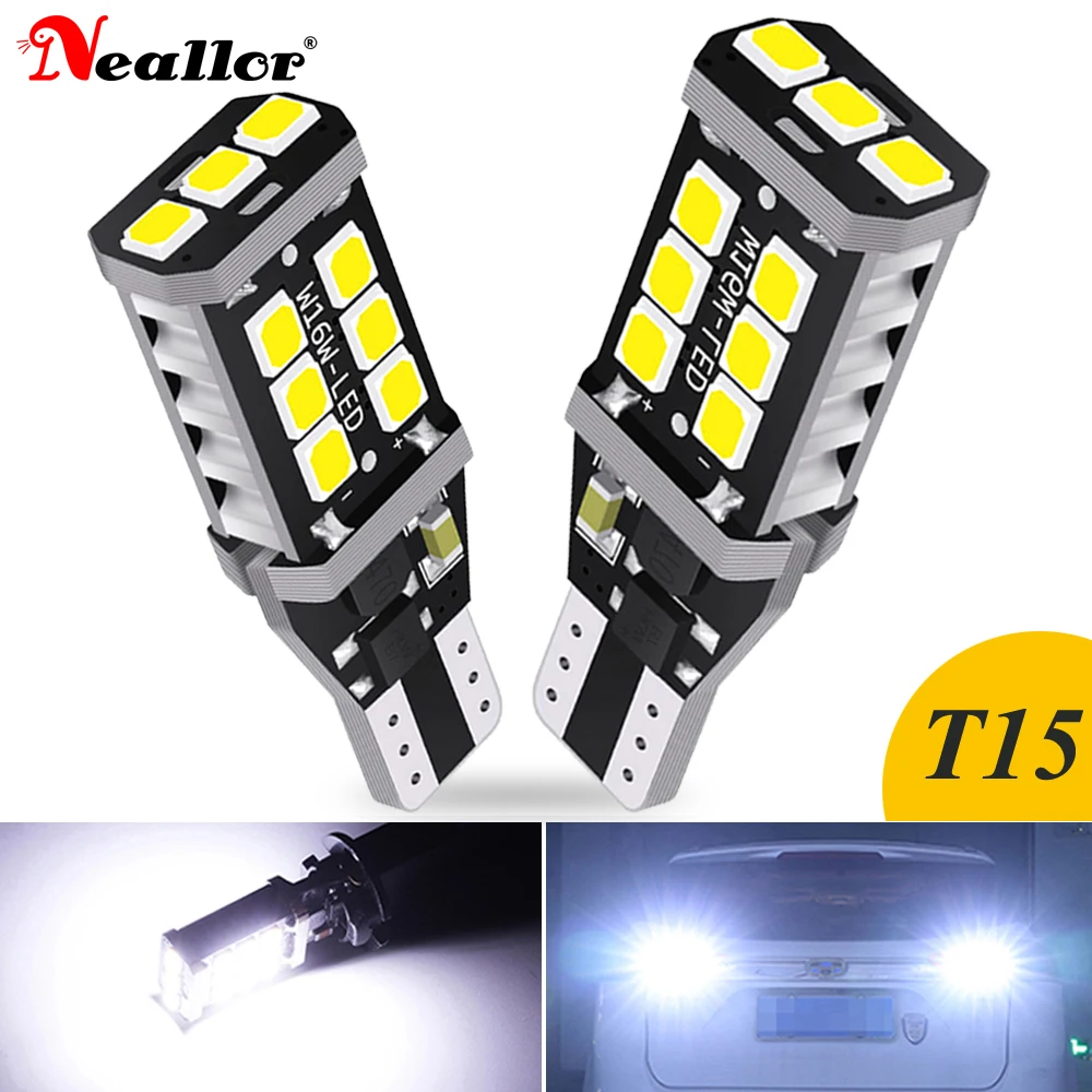 

2 шт., Автомобильные светодиодные лампы T15 921 W16W 912 15SMD 2835