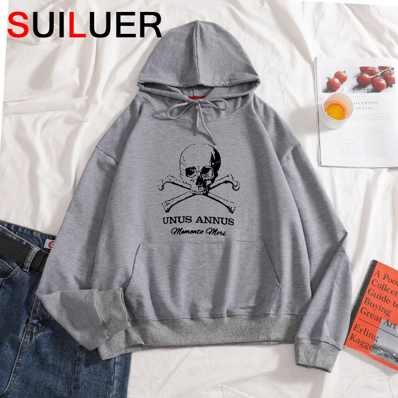 

New Women Men Funy 100% Cotton Hoodies Annus Skull and Bones Sweatshirts Loose Unisex Pullovers Couple Clothes Free Ship S009-5