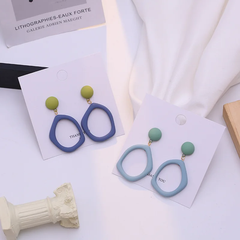 

New Korean Statement Earrings for Women Cute Avocado Green Arcylic Geometric Dangle Drop Earring Brincos 2020 Fashion Jewelry
