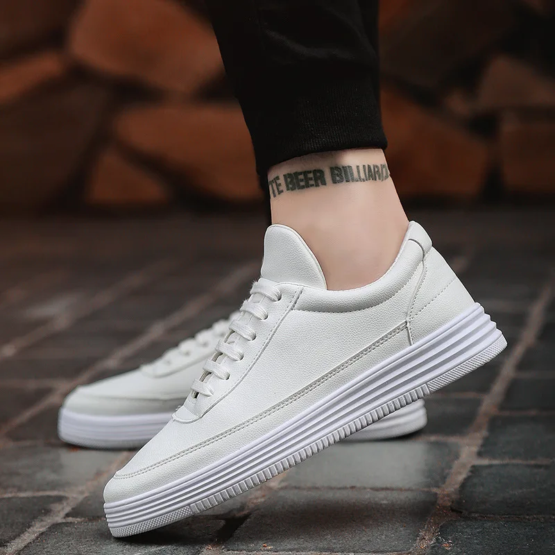 2021 Men Sneakers Soft Leather Casual Shoes Flat Fashion Brand Men's White Black Top Quality men |
