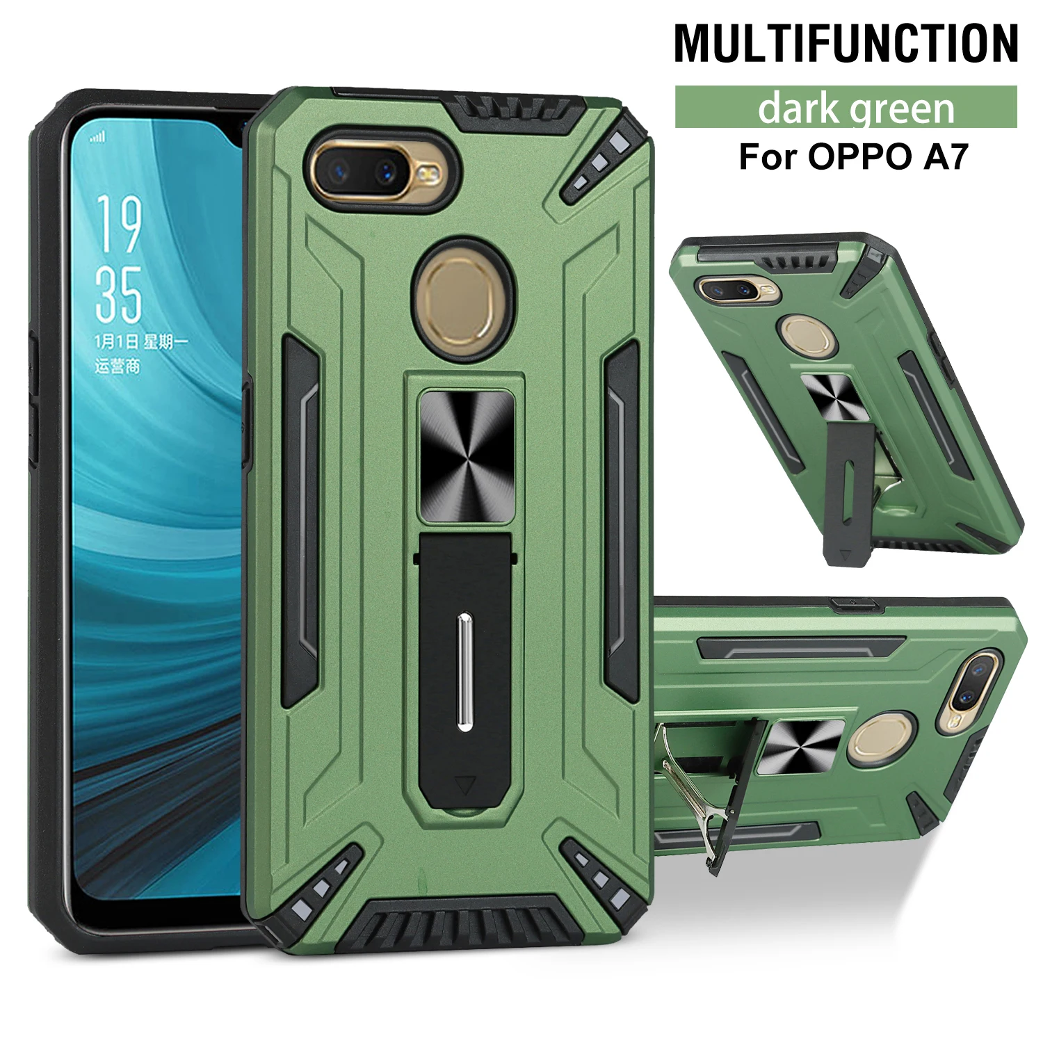

Fashion Armor Phone Case For OPPO Realme A12E C1 A11X A7 A5S A12 A11K A1K A15 C2 A3S A11 A15S Shockproof Stand Protection Cover