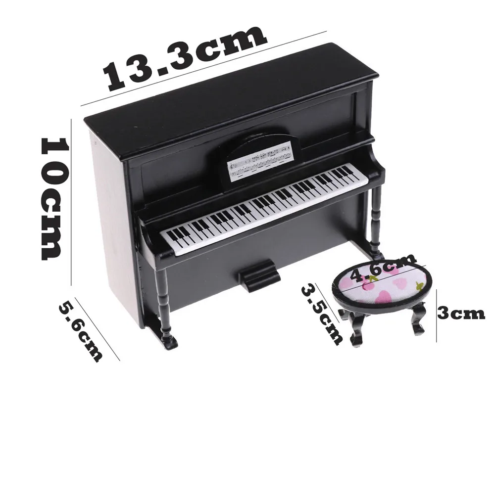 1/12 Scale Wooden Black Piano Mini Model Dollhouse Furniture Miniature Craft Ornament Instrument Pretend Play Toy Accessories#g4 | Игрушки и