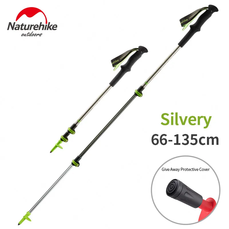 Naturehike трость из углеродистой ткани 185 г Сверхлегкая портативная наружная Блокировка телескопические треккинговые палки для альпинизма и пешего туризма - Цвет: Sliver