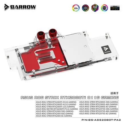 Barrow GPU водяной блок полное покрытие охладитель графической карты для ASUS STRIX RTX2080Ti