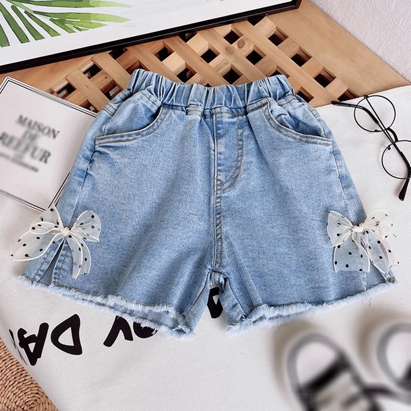 

Детские джинсовые шорты с бантом, на Возраст 3-8 лет